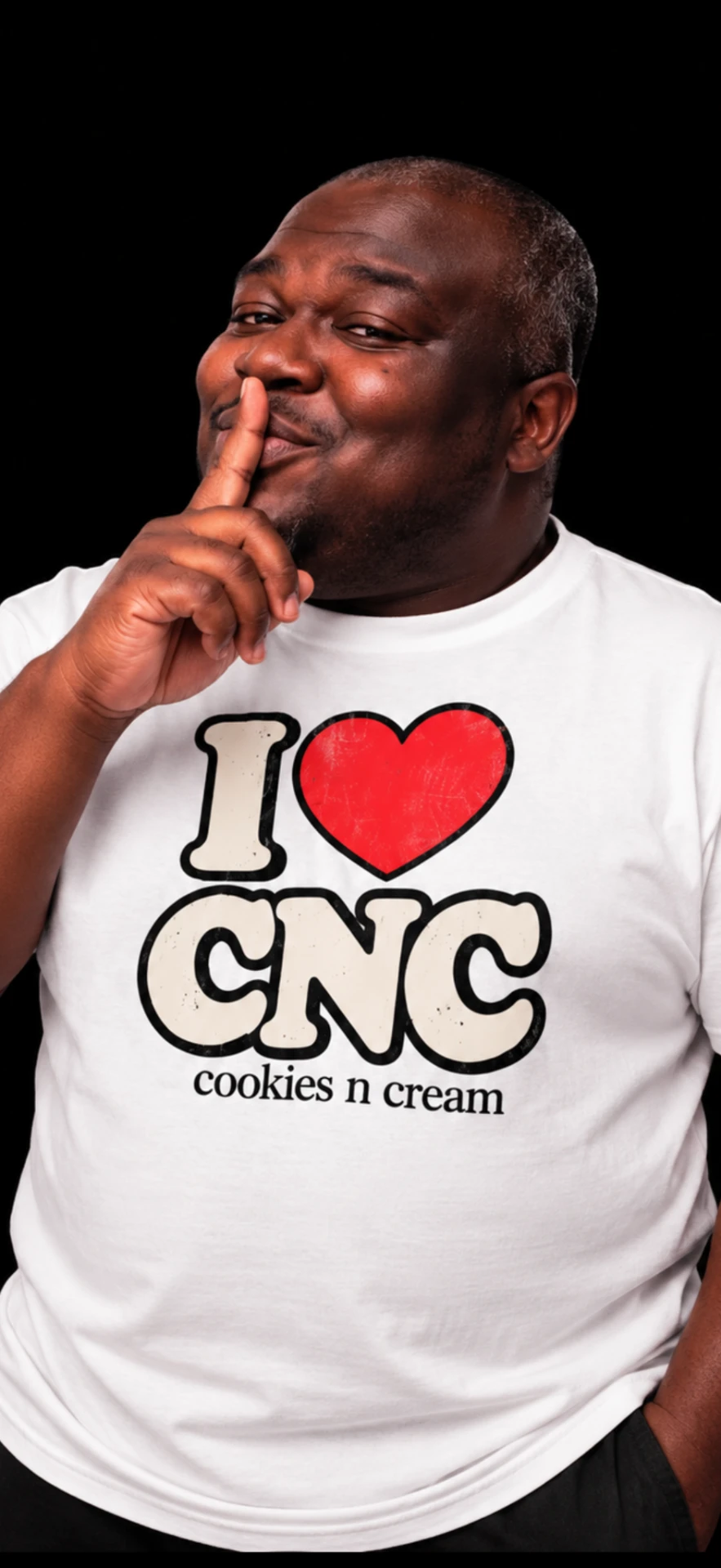 The CNC mascot going shh